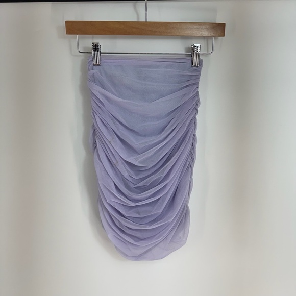 House of London Back Scrunch Mesh Zip Up Mini Skirt - Picture 1 of 5